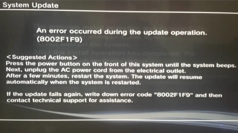 Erro F1F9 PS3